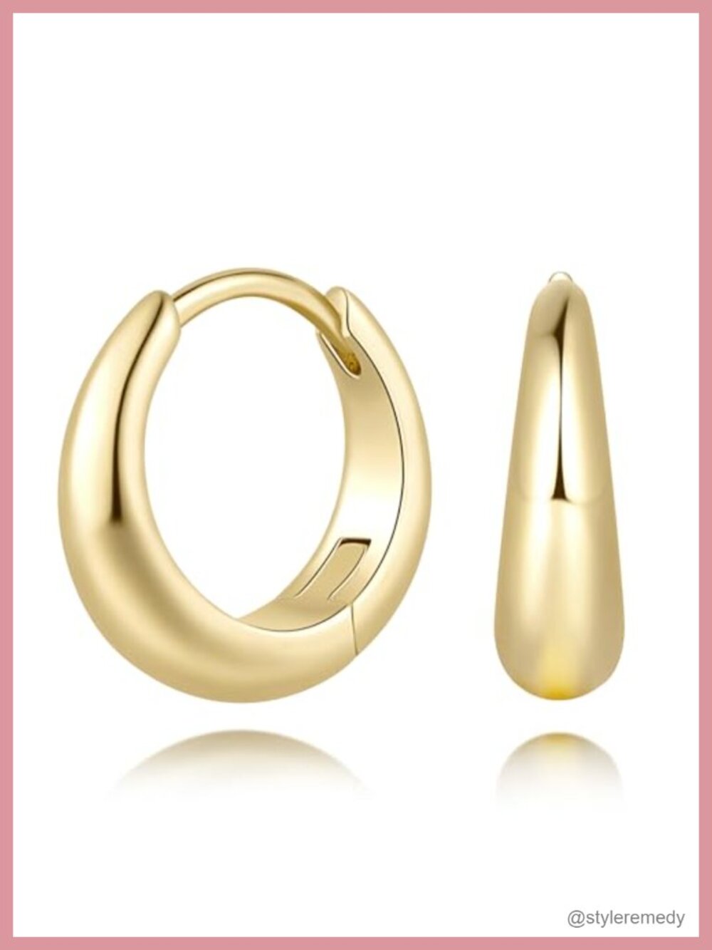 14K Gold Plated Hoop Earrings Small Chunky Huggie